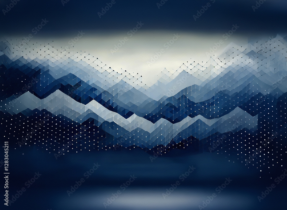 Poster abstract layered shapes with a dotted pattern on a blurred background create a sense of depth and te
