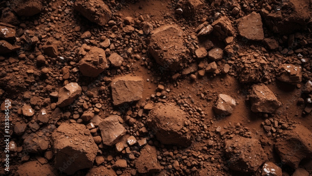 Poster textured brown soil and rocky surface for natural background or design elements in earth-themed comp