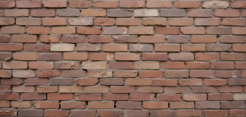 Reddish-Brown Brick Wall with Uniform Mortar Lines in a Staggered Pattern, Common Construction Method for Stability and Strength