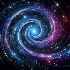 Obraz premium Futuristic fractal abstract visualization quantum turnnelling effect deep dynamic sci-fi galaxy pattern background 