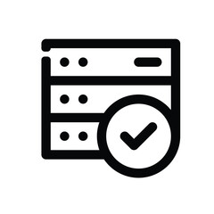 Server Check Icon Representing IT Infrastructure Monitoring, System Status, Server Health, and Network Performance