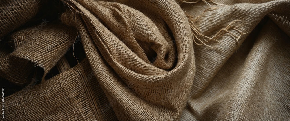 Poster rustic burlap texture showcasing coarse jute fabric patterns in natural beige tones ideal for backgr