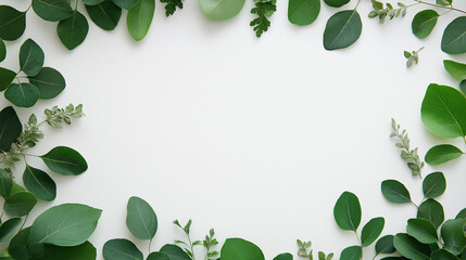 Nature's Frame: A vibrant collection of fresh, green leaves, artfully arranged around a central space. An ideal backdrop for text, or product display, its evokes feelings of calm, cleanliness.