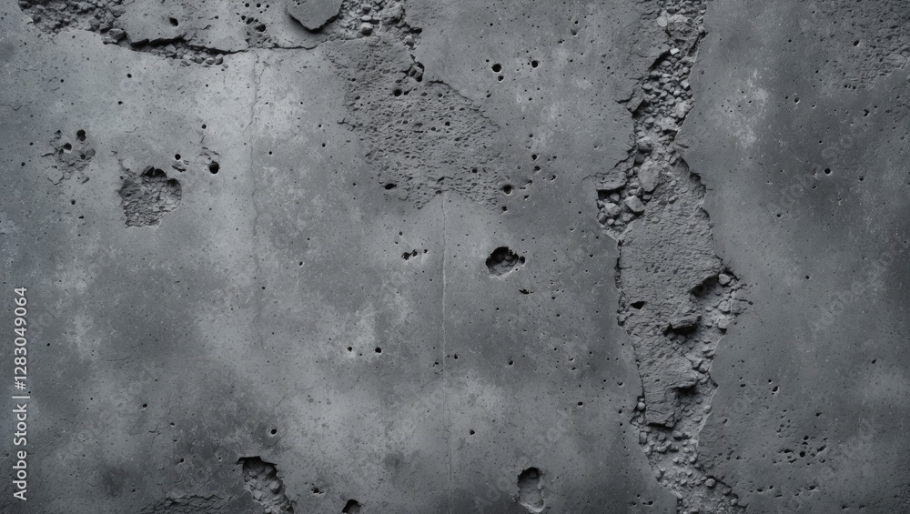 Poster gray concrete wall texture with cracks and rough surface, showing imperfections and uneven patterns,