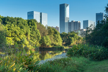 Obraz premium Lakeside modern office building in China