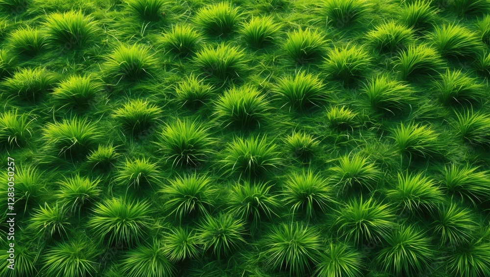 Poster close-up view of lush green grass with a dense and textured appearance in a well-maintained landscap