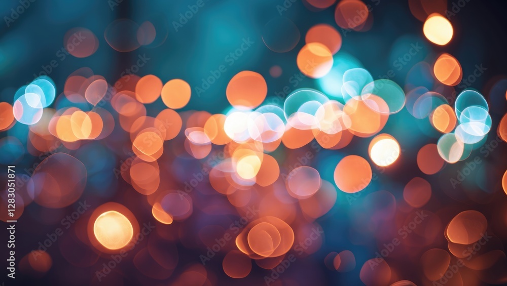 Poster vibrant bokeh background featuring colorful circular lights in a nighttime setting