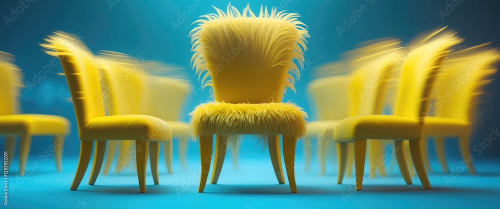 Aufkleber vibrant and whimsical yellow chairs creating a dynamic atmosphere with a blurred effect showcasing u