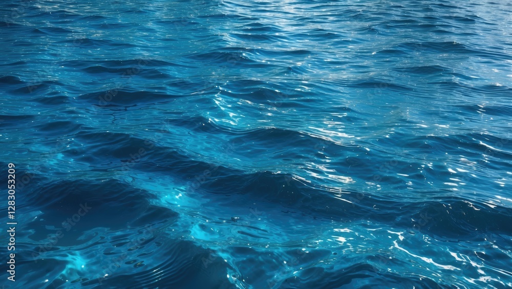 Poster sparkling blue water surface with gentle waves creating a serene background ideal for relaxation or 