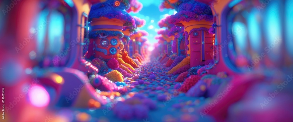 Aufkleber vibrant abstract hallway filled with colorful textures and soft shapes creating a dreamy atmosphere 
