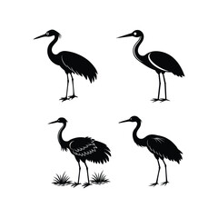 Fototapeta premium Stylish black bird silhouettes on a white background, ideal for printables, crafts, and branding. Get vector files for instant download