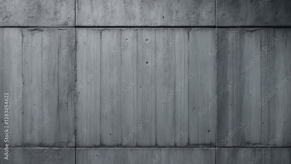 Poster textured concrete wall surface with vertical grooves and a gray color scheme suitable for background