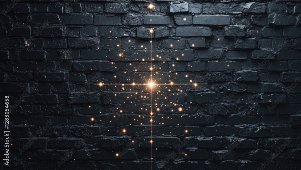 Aufkleber black textured wall with sparkling stars creating a cosmic effect for backgrounds or abstract design