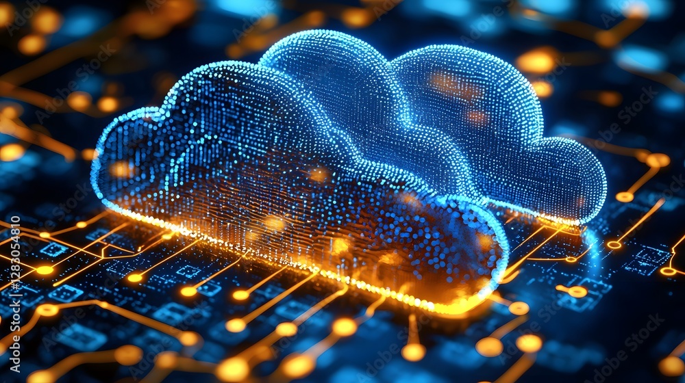 Poster evolution of cloud computing technology digital realm conceptual artwork abstract environment futuri