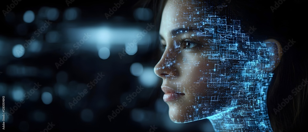 Poster ai-powered business analysis meeting digital space virtual reality futuristic environment close-up v