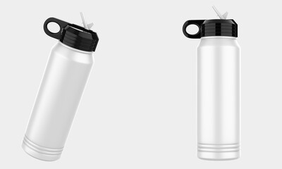 Water Bottle Mockup Isolated On White Background. 3d illustration