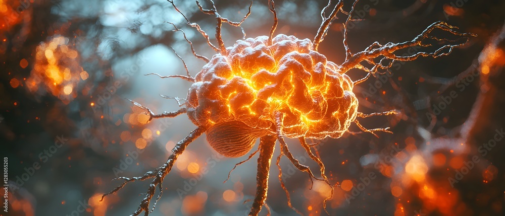 Poster interconnected neural networks concept futuristic science environment digital art abstract viewpoint