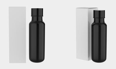 Blank cosmetic bottle mockup. Pump package, spray tube. shampoo bottle, lastic container design.Liquid moisturizer glossy package. 3d illustration	