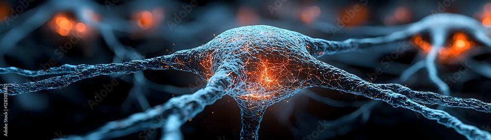 Poster dynamic neural connections depicting artificial intelligence digital world 3d render futuristic envi