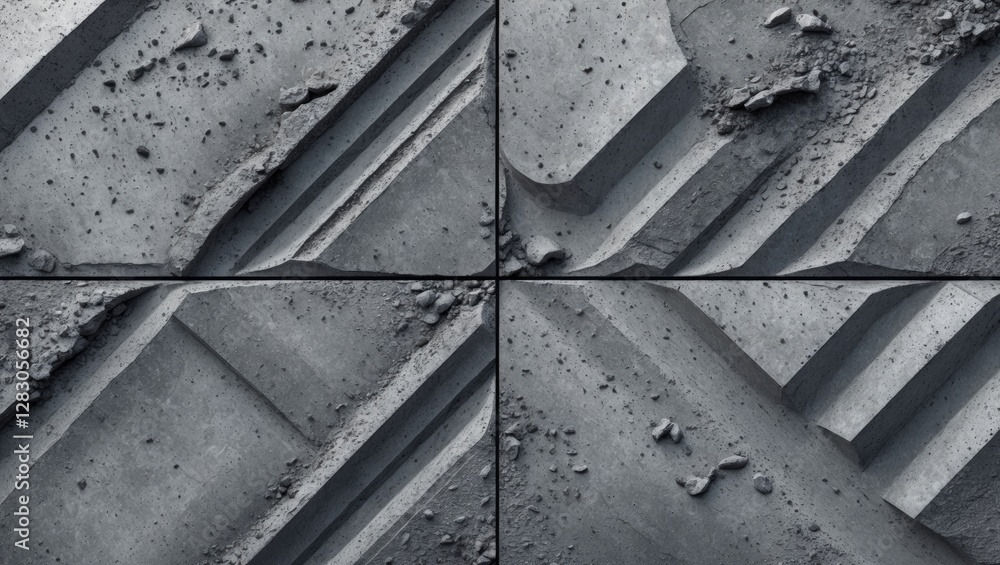 Poster grunge textured concrete surface with polished and rough sections creating a dynamic gray pattern fo