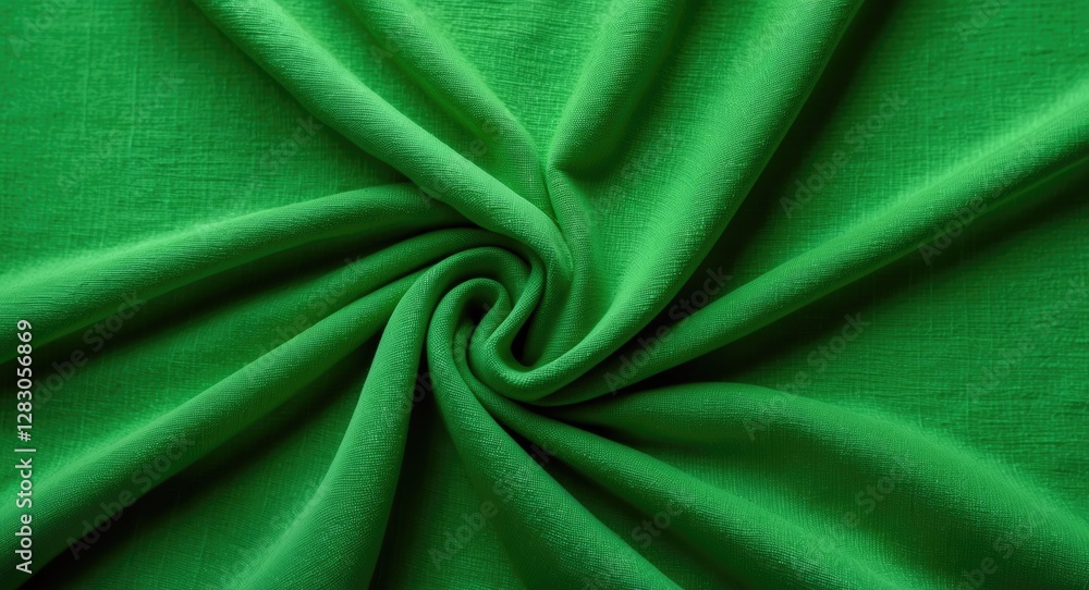 Aufkleber vibrant green fabric texture backdrop with flowing folds and ample copy space for creative design ap