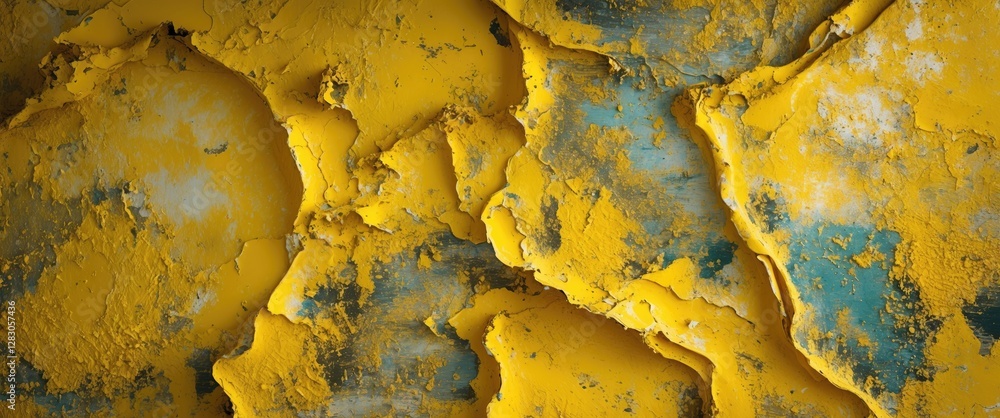 Poster textured abstract background with yellow and blue layers creating a grunge aesthetic ideal for artis