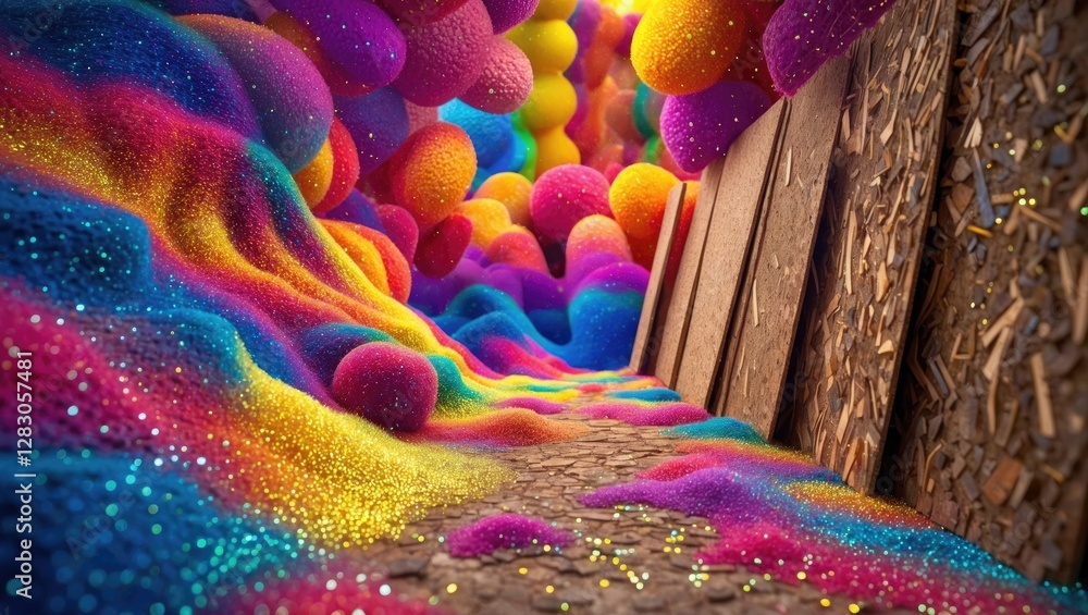 Poster vibrant colorful abstract background with textured surfaces and soft glowing elements creating a dre