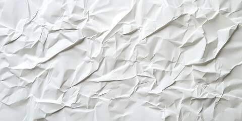 Obraz premium Crumpled white paper texture in a minimalist style with a smooth surface and subtle shadows enhancing the folds and creases for dynamic depth.