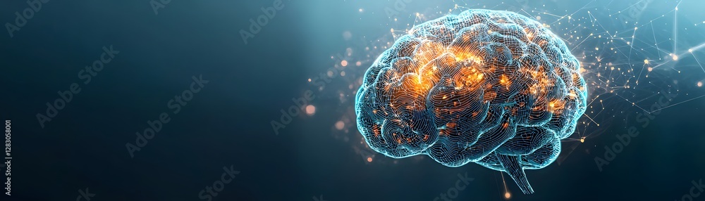 Poster high-speed ai processing powering neurological insights digital realm graphic visualization futurist