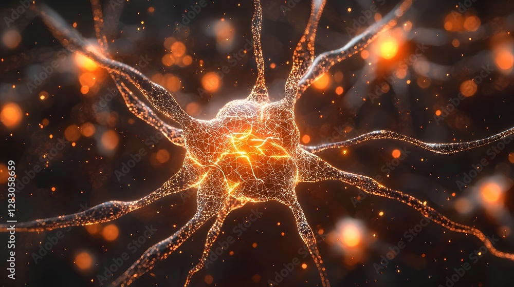 Aufkleber neural network simulation in cybernetic spa digital art futuristic abstract close-up technology conc