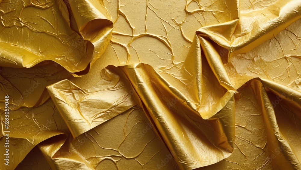 Poster textured gold foil background with crumpled layers creating a luxurious and elegant appearance for d
