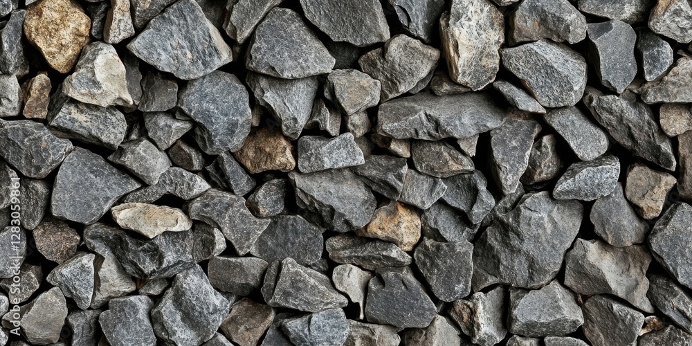 Aufkleber Textured grey masonry gravel background featuring various shades of grey and organic shapes arranged tightly to create a visually appealing surface.