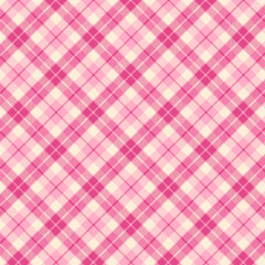 Colorful plaid repeat pattern in pink and white.Gingham checkered tartan seamless pattern.Geometric graphic vector illustration background design for fabric and print. 