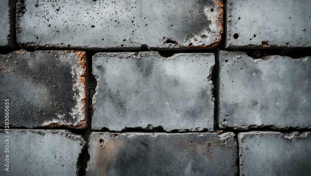 Poster concrete wall texture with gray slabs displaying weathered and aged surfaces ideal for backgrounds o