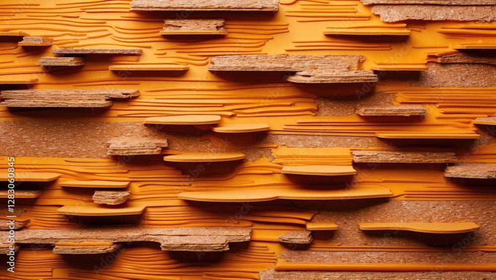 Poster textured abstract background with orange and brown layered design elements creating a three-dimensio