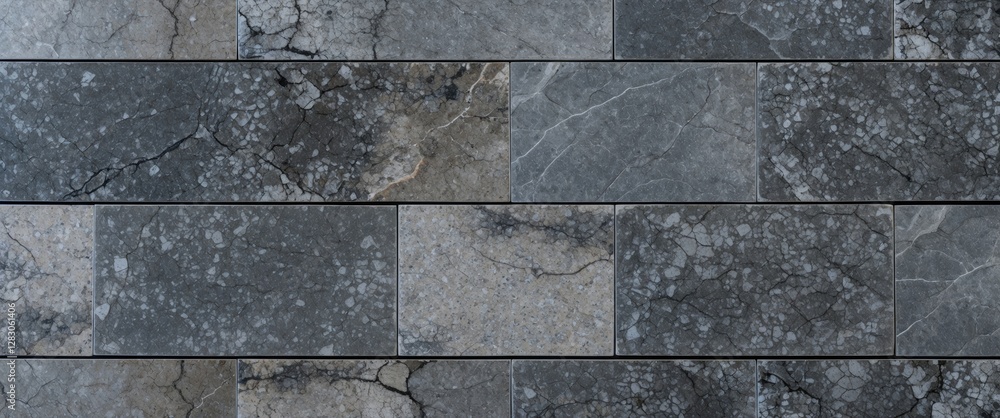 Poster textured gray and black stone tiles arranged in a seamless pattern with natural variations and crack