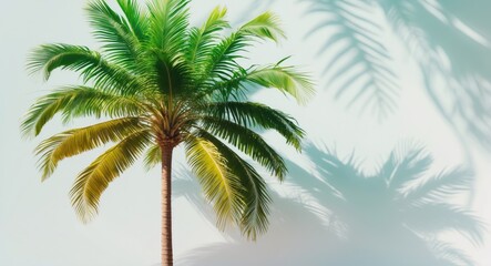 Lush green palm tree with vibrant leaves and subtle shadows on a clean background perfect for tropical or nature-themed designs.