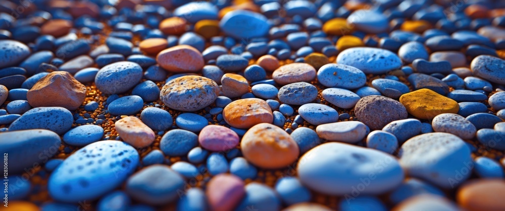 Poster colorful pebbles forming a textured background showcasing natural patterns and hues ideal for design