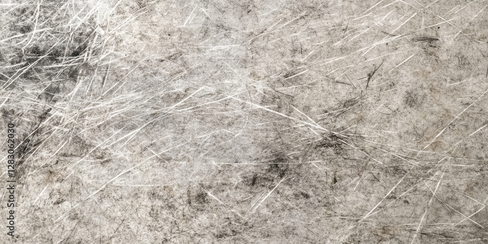 Aufkleber Textured linoleum surface with a scratched gray background featuring subtle black and white streaks creating an aged industrial appearance.