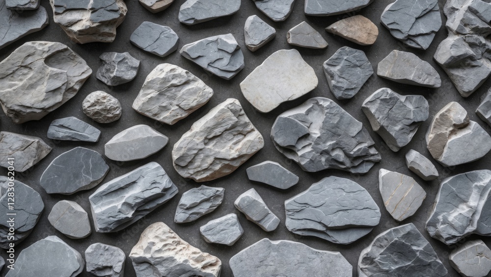 Poster gray stone texture background featuring a variety of irregularly shaped rocks ideal for natural and 