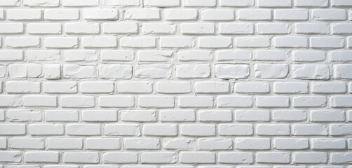 Obraz premium White Brick Wall with Horizontal Staggered Layout, Clean Painted Surface with Uniform Appearance in Minimalist Interior Design