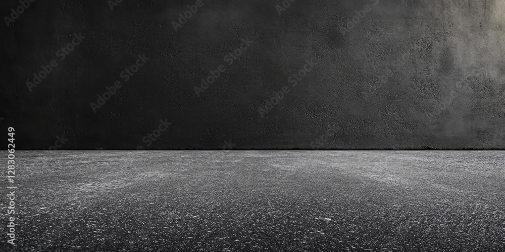 Fototapete dark grey asphalt wall with a smooth textured surface and empty foreground space for design elements