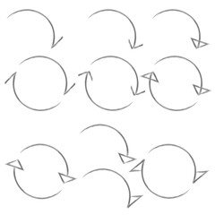 円矢印　水彩　黒