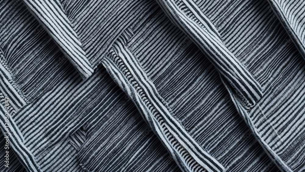 Poster abstract close-up of textured fabric showcasing intricate striped patterns in contrasting shades of 