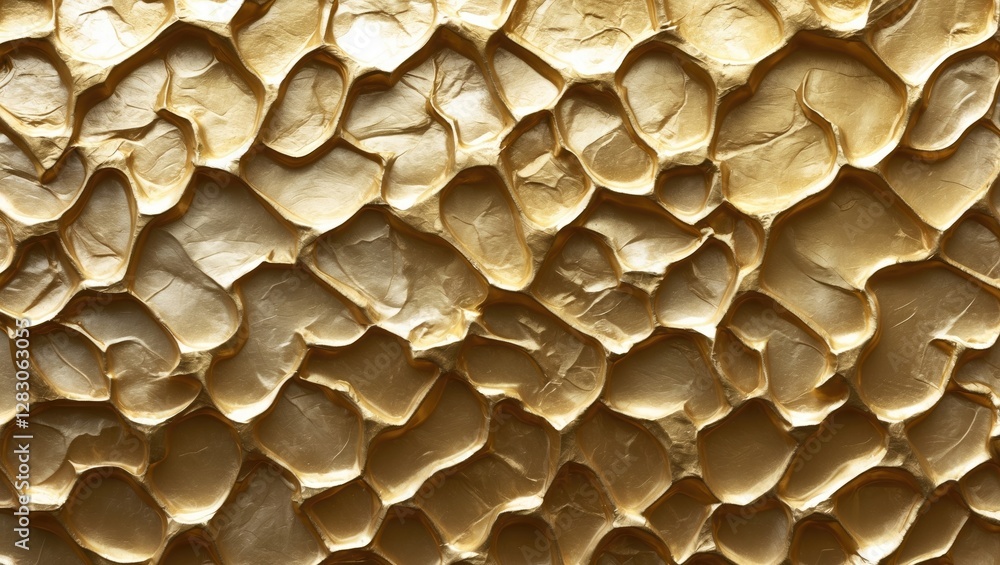 Poster textured gold surface with abstract, irregular patterns ideal for luxury backgrounds and design elem