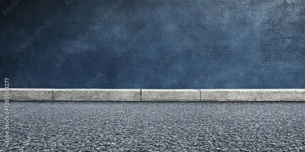 Aufkleber Dark grey asphalt wall against a muted blue background with a textured surface featuring an empty foreground space for design elements.