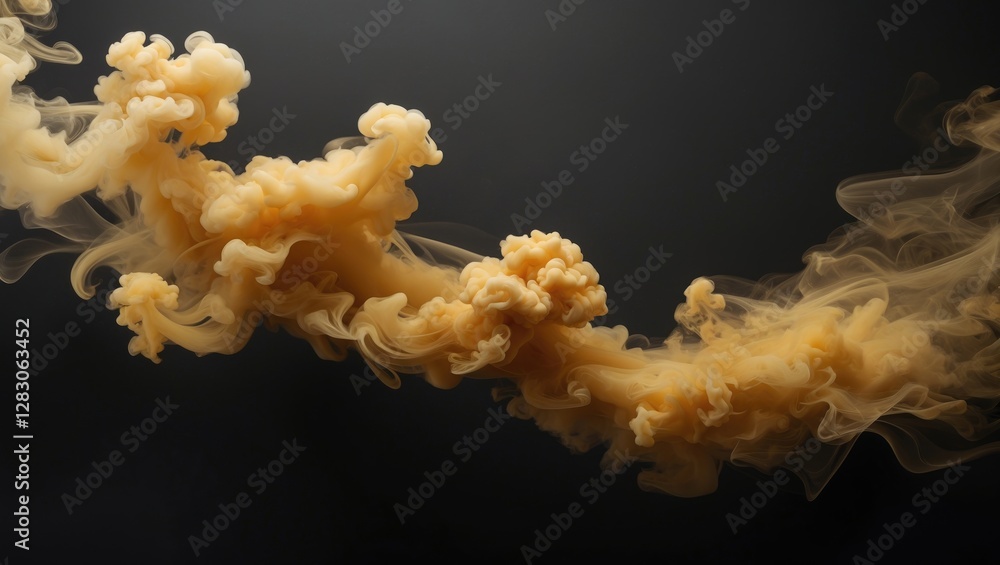 Poster golden smoke swirling elegantly against a dark background creating a dynamic and ethereal abstract v