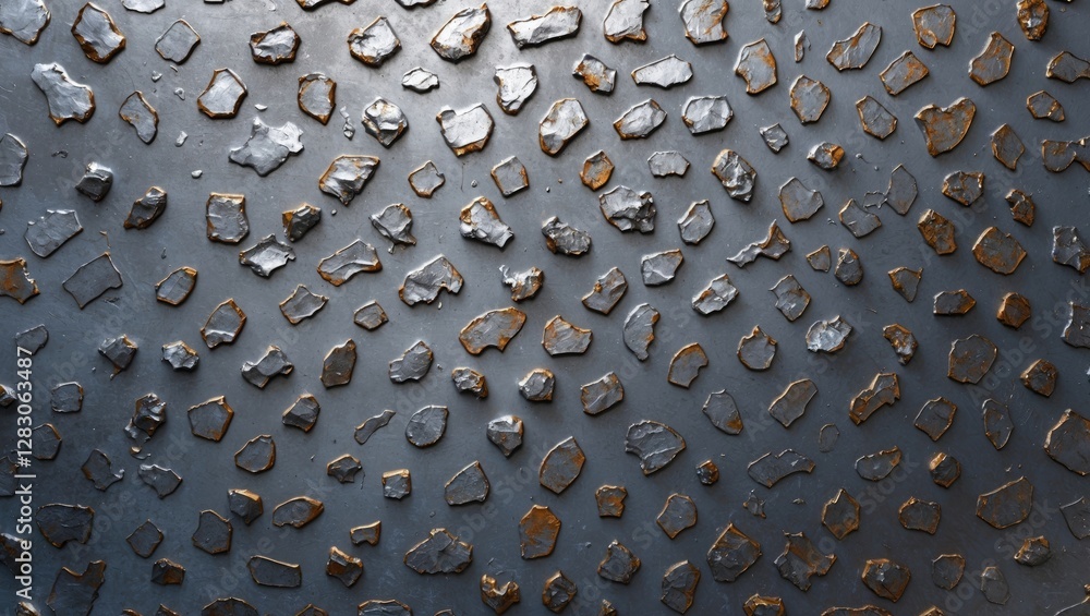 Aufkleber textured gray metal plate background with irregular patina and rugged surface for use in design and 