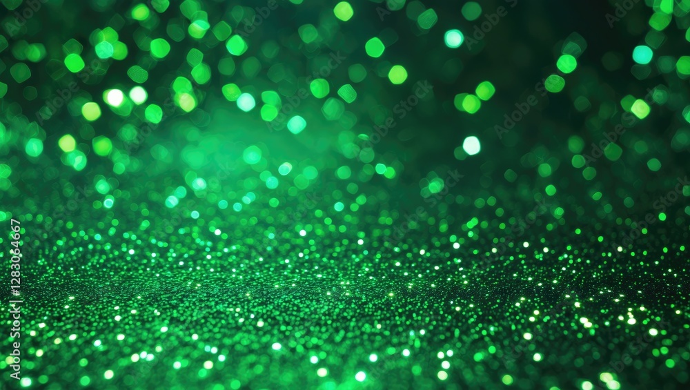 Poster elegant green glitter texture with bokeh effect for vibrant backgrounds and festive themes, creating