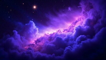 Obraz premium Mystical Cosmic Clouds Illuminated by Celestial Light in a Dreamlike Night Sky